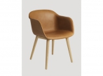 Fiber Chair Fiber Wood leather Silk Cognac