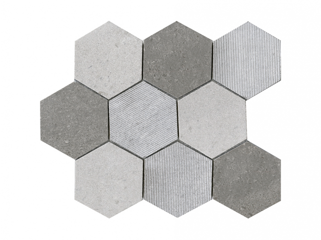 Mosaico - World Hexagon Texture Grey 